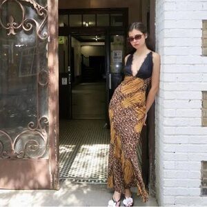 Isalis Leopard Brazil Maxi Slip Dress size XS